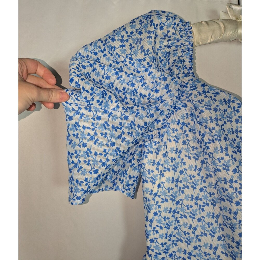 C/Meo Collective Dress 4 Women's Blue Floral Puff Sleeve Mini Come Across Dainty - Picture 4 of 9